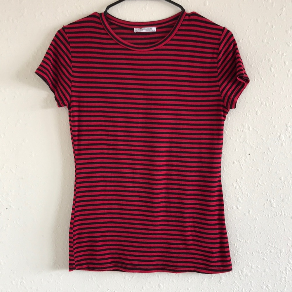 Zara Red & Black Striped Top